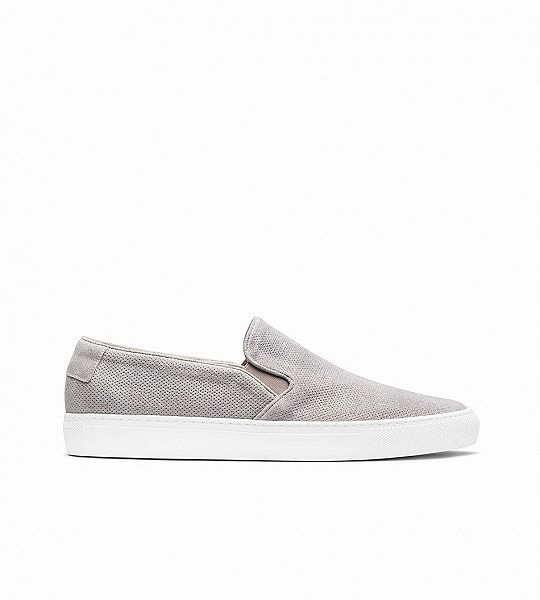 Perforated washed suede sneakers
